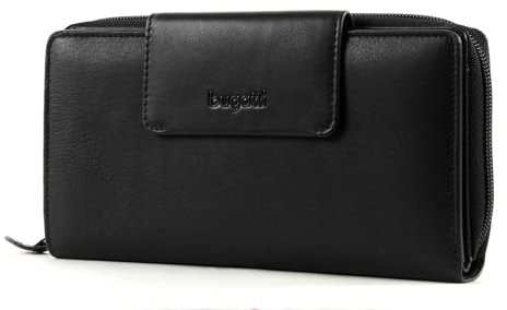 bugatti Vertice Portemonnaie Damen Leder 24 CC, Geldbörse Damen Leder - Portmonee Geldbeutel Damengeldbörse - Schwarz