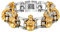OIDEA Herren Totenkopf Armband Fahrradkette: Gold 16mm Breit Schwer Groß Schädel Glieder Link Handgelenk Edelstahl poliert Panzerkette Kettenarmband Motorradkette Geschenk für Männer