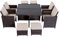 Outsunny 9PC Rattan Garden Furniture Set 8-seater Wicker Outdoor Dining Set Chairs + Footrest + Table Thick Cushion - Brown
