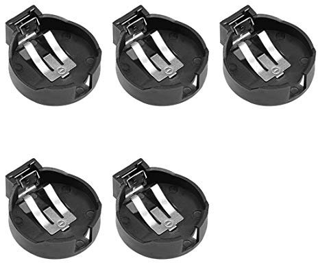 uxcell 5 Pcs CR2450 CR2430 Horizontal Coin Button Battery Holder Black Color Container Case