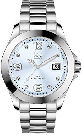 ICE-WATCH - ICE steel Light blue with stones - Silbergraue Damenuhr mit Metallarmband - 016775 (Medium)