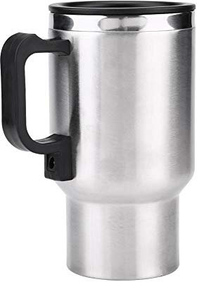 Keenso Hervidor eléctrico del coche taza térmica taza de calefacción de viaje termo 450ml 12V acero inoxidable
