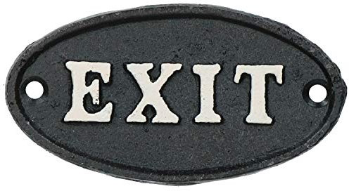 Exit Black Cast Iron Sign Plaque Door Wall House Gate Garden Work Office Shop