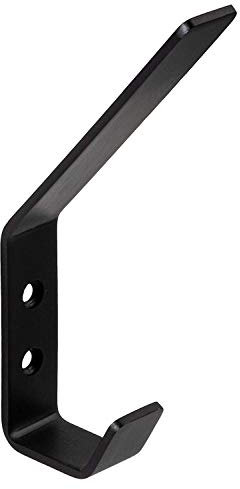 Gedotec Mantelhaken Vintage Garderobenhaken Edelstahl SCHWARZ Kleiderhaken einzeln - SANDRA groß | Aufhängung gebogen | 135 x 20 mm | Wand-Haken zum Schrauben | 1 Stück - Garderobe für Wand-Montage