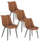WOLTU Esszimmerstühle 4er Set Küchenstuhl Polsterstuhl Wohnzimmerstuhl Sessel mit Rückenlehne, Sitzfläche aus Kunstleder, Metallbeine, Antiklederoptik, Hellbraun BH207hbr-4