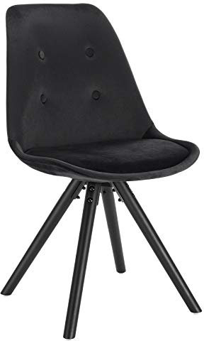 WOLTU 1x Esszimmerstühle, Küchenstuhl, Skandinavisch Design, schminktisch Stuhl, Loungesessel, Polsterstuhl, Retro Design Gepolsterter Stuhl, Sitzfläche aus Samt, Schwarz, BH196sz-1