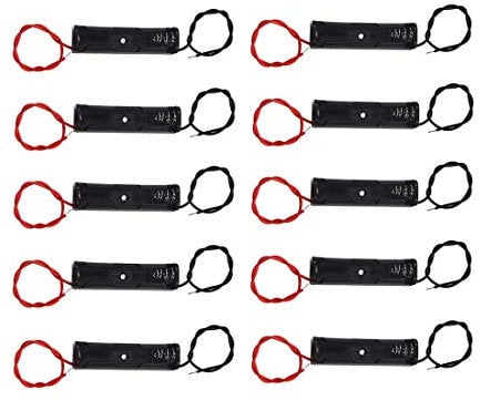 QMseller Single AAA Battery Holder, 1 X 1.5V AAA Battery Holder, AAA Battery Holder with Leads Wires (Pack of 10)