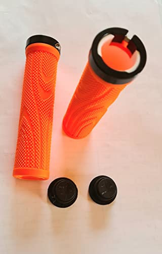 Fahrrad Lenker Griffe Lenkergriffe rutschfeste Gummi Einseitiger Lock Schwarz rot Oange blau neu (Orange)