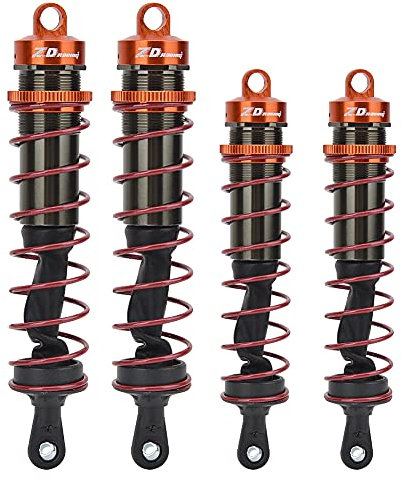 Dilwe 4 Stück RC Car Front Stoßdämpfer hinten, Metall Öldruck Einstellbarer Stoßdämpfer RC Upgrade Ersatzzubehör für 1/8 RC Car(Orange)Modellauto-Zubehör