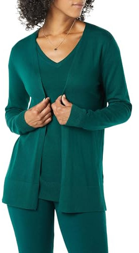 Amazon Essentials Damen Leichte Strickjacke ohne Knöpfe (in Übergröße erhältlich), Dunkelgrün, S