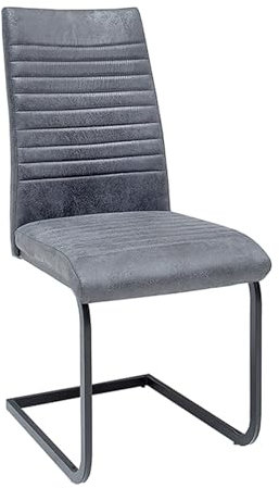 invicta INTERIOR riess-Ambiente Industrial Freischwinger Stuhl Apartment antik grau Gestell matt schwarz Esszimmerstuhl Freischwingerstuhl