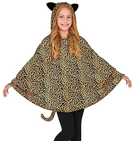 W WIDMANN MILANO Party Fashion 48156 - Kinderkostüm Leoparden, Poncho mit Kapuze, Überwurf, Mottoparty, Karneval