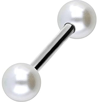 PIERCINGLINE Chirurgenstahl Barbell | SYNTHETISCHE PERLEN | Piercing Stab Brust Zunge | Farb- & Größenauswahl