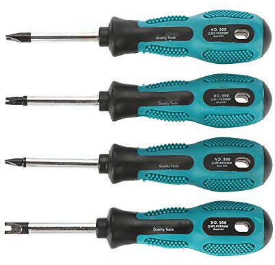 Jenngaoo Magnetic U Fork Screwdriver Set, 4Pcs Nonslip Handle Hand Tool with U-Shaped Slotted Head for Home DIY Maintenance, Chrome Vanadium Steel, Compact Sizes M1.7 M2.0 M2.3 M2.6