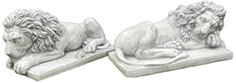 Sonderangebot Große Massive Stein Löwen Paar aus Steinguss frostfest Gartendeko Deko-Figur für Haus Garten Moderne Statue Garten-Figur