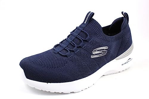 Skechers Skech-Air Dynamight-Rich Glow, Zapatillas Mujer, Navy Knit/Silver Trim, 41 EU