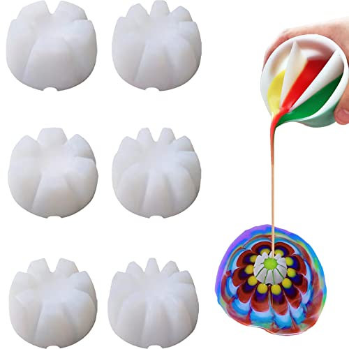 6 Stück/Set Blumengießbecher zum Ausschütten von Farbe, Flüssigkeit, Kunst, geteilter Becher aus Acrylfarbe, Ausgießer, Harz, Gießen, Basteln, Malwerkzeuge, Zeichenzubehör, Silikonbecher (weiß)