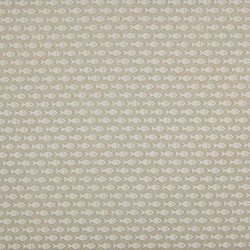 Kt KILOtela - Meterware Leinenstoff, Bedruckt, Dekoration, Kissen, Polsterung, Breite 280 cm, Länge wählbar 50 in 50 cm, Fische, Weiß