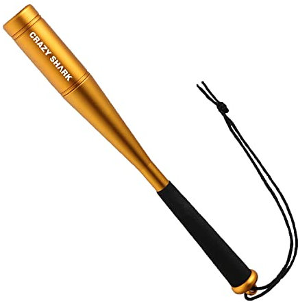 CRAZY SHARK Fishing Priest, Fishing Bat, Aluminum Alloy Fish Knock Tool with Foam Handle and Lanyard, 25cm