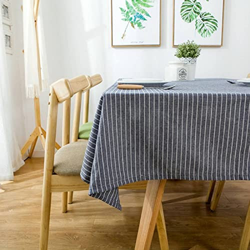 EHOMERY Tischdecke Clips Tischtücher Zum Besticken Reiner Farbstreifen Tischdecken Und Passende Servietten Table Cloth Blau Grau Tischschutz Dekoration 130X130Cm
