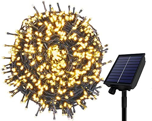 UISEBRT Solar Lichterkette Außen Weihnachten 100M 1000LED Warmweiß, Solar Weihnachtsbeleuchtung Lichterketten Wetterfest mit 8 Modi & Timer für Weihnachten, Ostern, Halloween, Garten, Balkon Deko