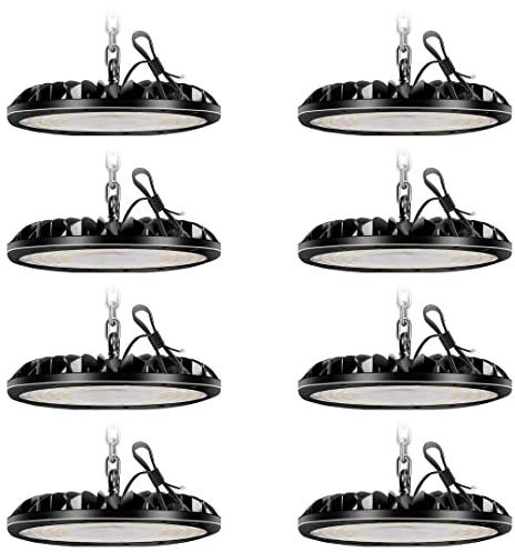 bapro 8x 300W 30000LM UFO Faretto LED, 6000K/3000K/4000K Dimmerabile Proiettore Faretto LED, IP65 Impermeabile Interni Industriale LED, Super luminoso Lampada da officina per Garage/Scantinati/Stadi