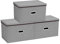 Youyijia 3 Pack Storage Boxes with Lids 45x30x30cm Large Collapsible Storage Baskets for Shelves Foldable Linen Fabric Storage Bins with Handle Cube Storage Unit for Organizing Clothes Grey