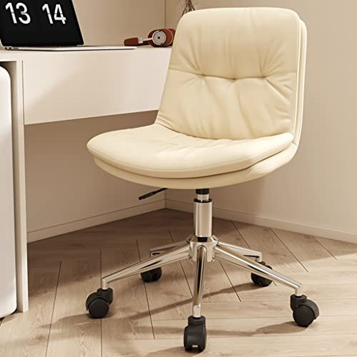 GIZNXBA Bürostuhl Ergonomisch Leder Mittlere Rückenlehne Computerstuhl Ergonomisch Schreibtischstuhl Chefsessel Mit Rädern Schreibtisch Drehsessel Für Kleinen Raum (Color : /Beige, Size : B)