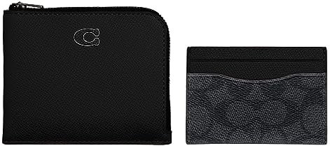 COACH 3-in-1 L-Zip Wallet in Cross Grain Leather Black One Size