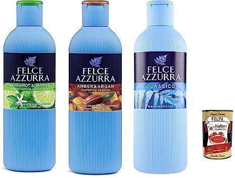 Testpaket Paglieri Felce Azzurra 3x Duschgel unverwechselbares Parfüm spendet der Haut Feuchtigkeit 650 ml + Italian Gourmet polpa 400g
