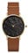 Rosefield West Village Black Cognac mit Schwarzes Zifferblatt und 33mm Goldgehäuse WBCLG-W96 Leder