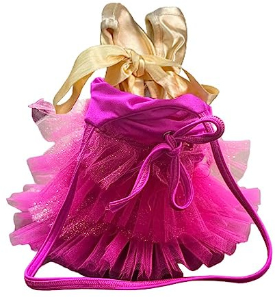 DL Dancewear Ballett-Tutu-Tasche, aus Lycra und glitzerndem Tüll, für Ballerinas, Mädchen, Schulaufführer, Tanzlehrer, fuchsia