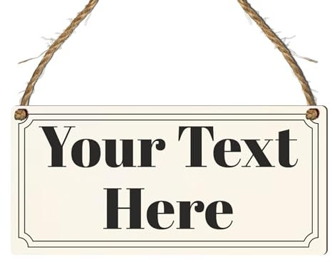 Personalised Hanging House Sign - Gift for Christmas, Anniversary, Wedding, Birthday, Father's Day - Custom Couple Garden Sign - 10 Designs (Mdf Wood Indoor Use Only 19cm x 9cm, Creme)