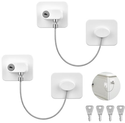 AiQInu 2 Piezas Cerradura Para Puerta De FrigoríFico, Candado Frigorifico De NiñOs Con 4 Llaves, Seguridad Puertas NiñOs Para FrigoríFico, Lavadora, Armario, Ventana(2PCS)