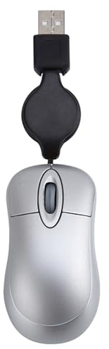 Hoement Mouse USB Cablato Ottico 1000 Dpi Pulsanti Laterali Mini Mouse Silenzioso Compatibile PC e Notebook Argento per Ufficio e Casa