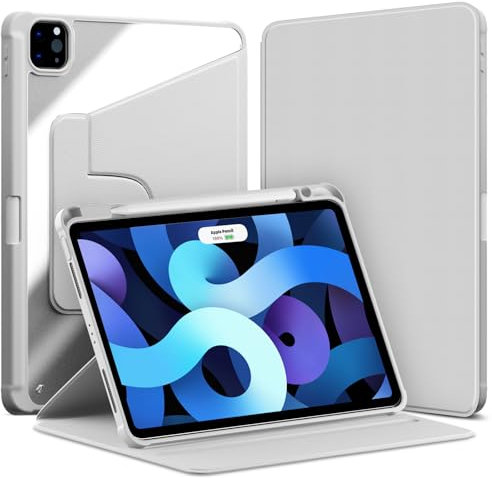 VAGHVEO Coque Rotatif pour iPad Air 11 Pouces M3/M2 (2025/2024), iPad Air 10,9 2022/2020 (5ème/4ème), iPad Pro 11 2022/2021/2020/2018, Étui Housse Cover Transparent Rotative à 360 Degrés, Gris