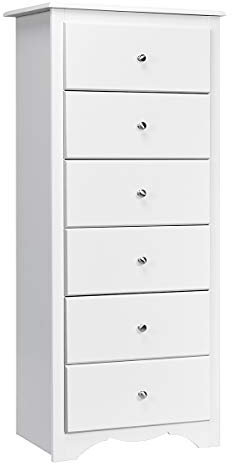 COSTWAY Kommode mit 6 Schubladen, Schubladenschrank Weiß, Schubladenkommode für Wohnzimmer, Schlafzimmer, Flur, 59 x 40 x 135 cm