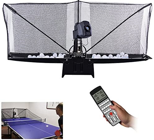 BIXUYOU Tischtennis Roboter mit Netz, automatische ballmaschine Ping Pong Roboter Tischtennis Trainer für Training und Übung mit Fernbedienung, CE/CCC