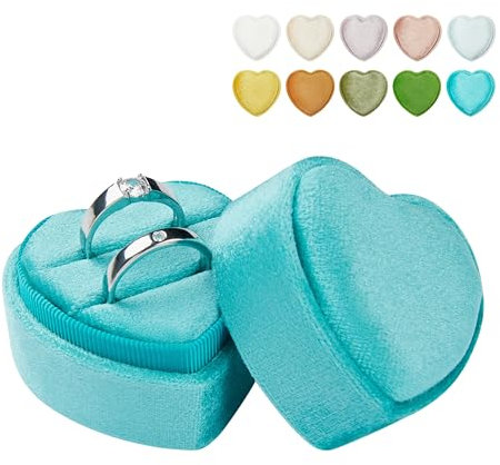Vacfulliven Herzförmige Antragsringbox Valentinstag Geschenk Samt Ehering Aufbewahrungsbox Verlobungsring Etui (Türkis)
