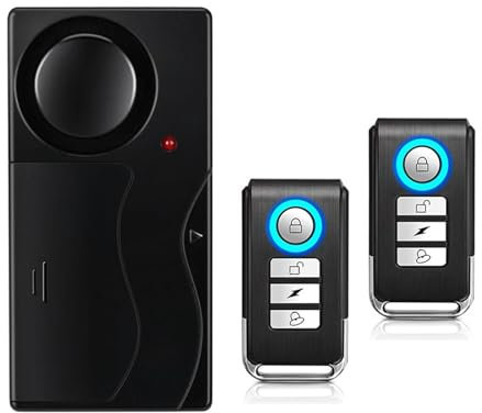 Mengshen Anti Diebstahl Fahrrad Alarm Fahrrad Sicherheitsalarm Vibration Motion Sensor Sicherheit Alarmanlage für E-Bike Fahrrad Tür Fenster Auto (2 Fernbedienungen im Lieferumfang enthalten)