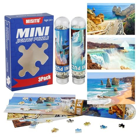 MISITU 3er-Pack Puzzles mit 150 Teilen für Erwachsene - Strand Wasserfall - Tragbares Puzzle für unterwegs