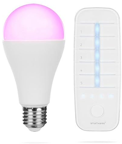 Smartwares LED Glühbirne/Leuchtmittel SmartHome Pro 7W E27 opal 555lm RGBW Dimmbar Farbwechsel mit Fernbedienung