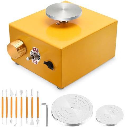 Krovtoy Mini tornio per ceramica 6,5 cm 10 cm 30 W 0-300 rpm Macchina elettrica per tornio per ceramica con pedale rimovibile