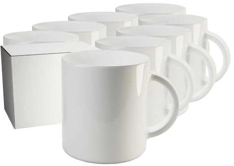 PixColor Confezione da 16 tazze per sublimazione in ceramica bianca con manico | capacità 250 ml | Scatola singola con ogni tazza | Categoria AA | Adatti al microonde e alla lavastoviglie