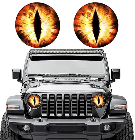2 Stück Autoaufkleber, Beast Eyes Design, Scheinwerferdekoration Kunstdruck-Sticker – wasserdicht, UV-beständig, Autosticker für Glatte Oberflächen(21cm*21cmk) (Flamme)