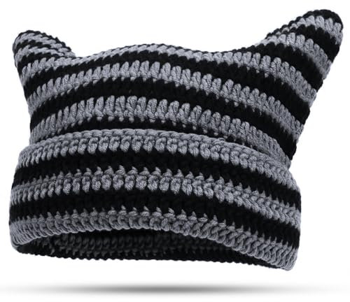 Axinyijia Cat Beanie Damen Winter Katzenohren Mütze Katze Ohr Beanies Mütze mit Ohren Winter Strickmütze für Damen Mädchen