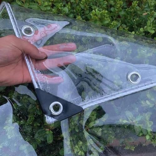 tow000ack Transparent Tarpaulin,0.35mm Thick Heavy Duty Clear PVC Vinyl Tarps Cover,Water Proof Dustproof Anti-Tear,for Outdoor Garden Gazebo Balcony Rain Curtain,Custom (1.9m x 2.2m(6.2ft x 7.2ft))