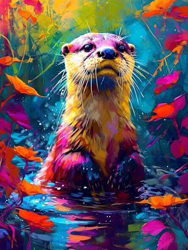 Malen Nach Zahlen Erwachsene Bunter Otter, Malen Nach Zahlen Kinder ab 7 8 9 10 Jahre Mädchen Paint by Numbers, Anfänger Malen Nach Zahlen, Perfekt für Home Wand Dekor und Geschenke 20x30cm L-81