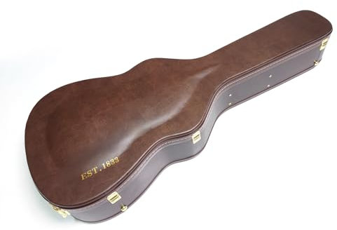 Premium Akustikgitarrenkoffer für Gibson D Serie oder 41 Zoll Gitarrenkoffer Hartschale mit Plüschinnenseite, wasserdichtes Leder, Ablagefach (C-Braun)