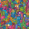 JIAOQSS Peel and Stick Wallpaper Graffiti Cartoon Colorful Self Adhesive Wallpaper Vinyl Wrap Stick On Wallpaper Furniture Sticker Sticky Back Contact Paper Living Room Bedroom